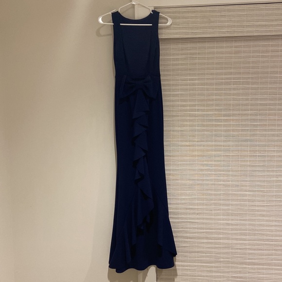 B. Darlin Sleeveless Ruffle Bow-Back Long Dress - Picture 3 of 3